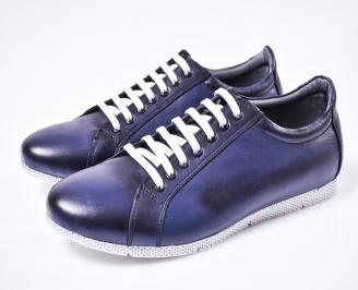 Мъжки спортно елегантни   обувки естествена кожа сини