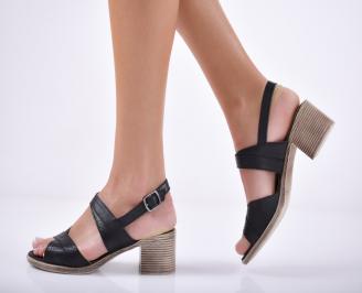 Дамски елегантни сандали естествена  кожа черни