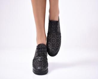 Дамски равни обувки естествена кожа черни.