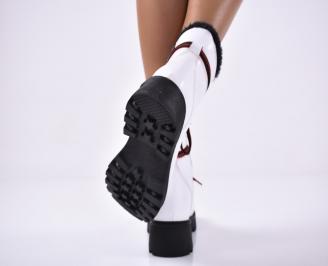 Дамски ежедневни боти естествена кожа бели 3