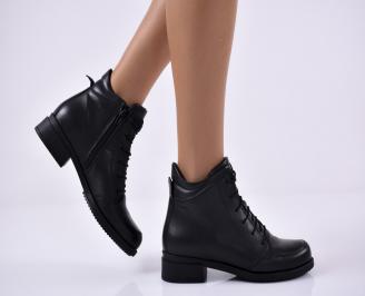 Дамски ежедневни  боти  естествена кожа черни