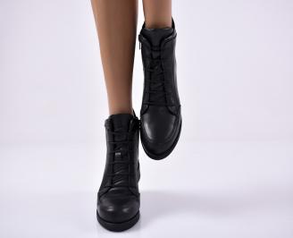 Дамски ежедневни  боти  естествена кожа черни