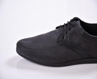 Мъжки ежедневни обувки естествена кожа черни EOBUVKIBG