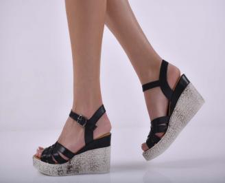 Сандали на платформа естествена кожа черни EOBUVKIBG