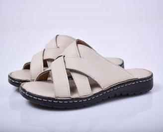 Мъжки чехли естествена кожа бежови