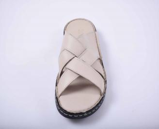 Мъжки чехли естествена кожа бежови