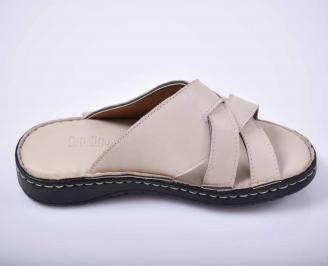 Мъжки чехли естествена кожа бежови 3