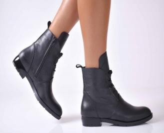 Дамски ежедневни  боти  естествена кожа черни  EOBUVKIBG