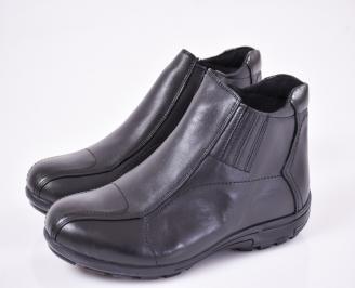 Мъжки  боти естествена кожа черни EOBUVKIBG