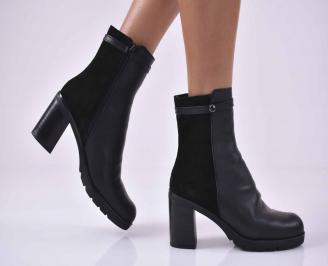 Дамски елегантни боти естествена кожа черни  EOBUVKIBG