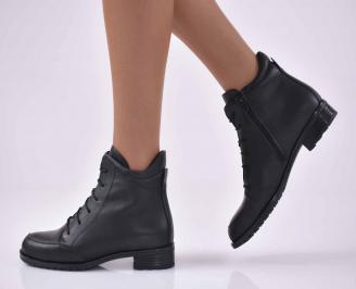 Дамски ежедневни  боти  естествена кожа черни  EOBUVKIBG