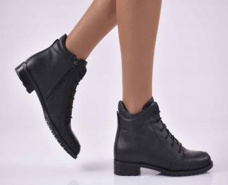Дамски ежедневни  боти  естествена кожа черни  EOBUVKIBG