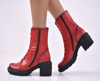 Дамски ежедневни боти естествена кожа червени EOBUVKIBG