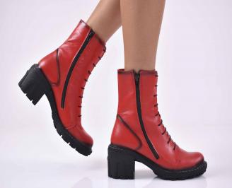 Дамски ежедневни боти естествена кожа червени EOBUVKIBG