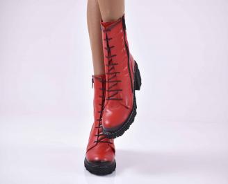 Дамски ежедневни боти естествена кожа червени EOBUVKIBG