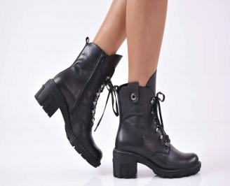 Дамски ежедневни  боти  естествена кожа черни  EOBUVKIBG