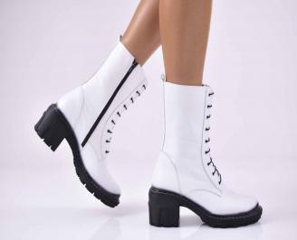 Дамски ежедневни боти естествена кожа бели EOBUVKIBG
