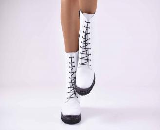 Дамски ежедневни боти естествена кожа бели EOBUVKIBG