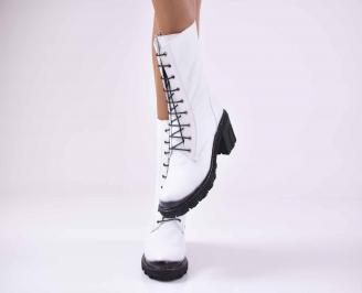 Дамски ежедневни боти естествена кожа бели EOBUVKIBG