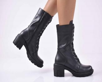 Дамски ежедневни ботуши естествена кожа черни EOBUVKIBG