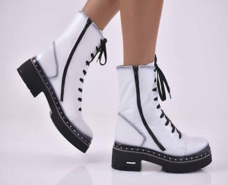Дамски ежедневни боти естествена кожа бели EOBUVKIBG