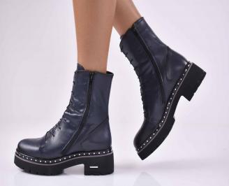 Дамски ежедневни боти естествена кожа сини EOBUVKIBG