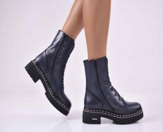 Дамски ежедневни боти естествена кожа сини EOBUVKIBG