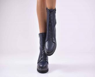 Дамски ежедневни боти естествена кожа сини EOBUVKIBG