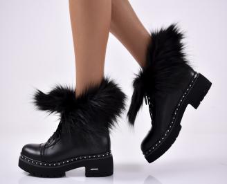 Дамски ежедневни  боти  естествена кожа черни EOBUVKIBG