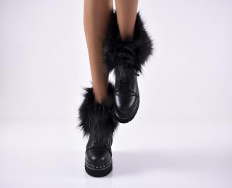 Дамски ежедневни  боти  естествена кожа черни EOBUVKIBG