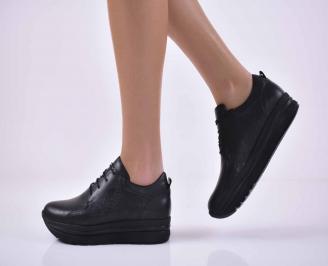 Дамски сникърси естествена кожа черни EOBUVKIBG