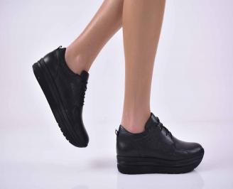 Дамски сникърси естествена кожа черни EOBUVKIBG