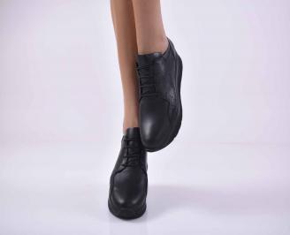 Дамски сникърси естествена кожа черни EOBUVKIBG