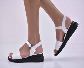 Сандали естествена кожа с анатомична стелка бели EOBUVKIBG