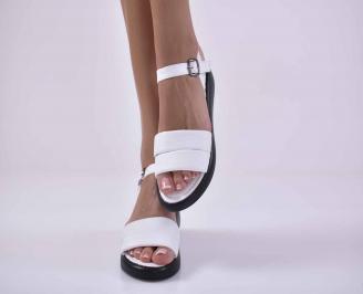 Сандали естествена кожа с анатомична стелка бели EOBUVKIBG