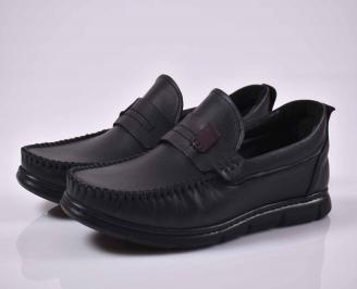 Мъжки ежедневни обувки естествена кожа черни EOBUVKIBG