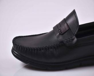 Мъжки ежедневни обувки естествена кожа черни EOBUVKIBG