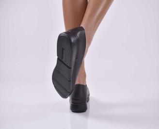 Дамски равни обувки естествена кожа черни EOBUVKIBG 3