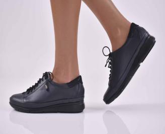 Дамски равни обувки естествена кожа сини EOBUVKIBG