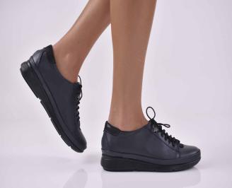 Дамски равни обувки естествена кожа сини EOBUVKIBG