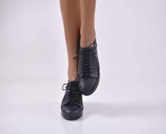 Дамски равни обувки естествена кожа сини EOBUVKIBG