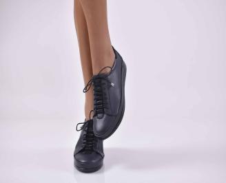 Дамски равни обувки естествена кожа сини EOBUVKIBG