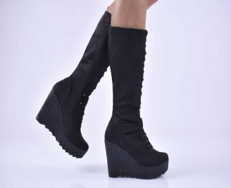 Дамски  ботуши  на платформа черни  EOBUVKIBG