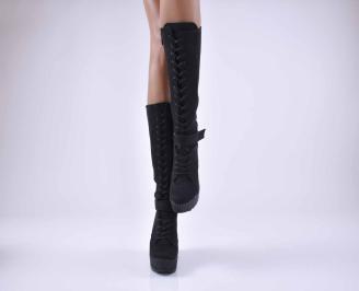 Дамски  ботуши  на платформа черни  EOBUVKIBG