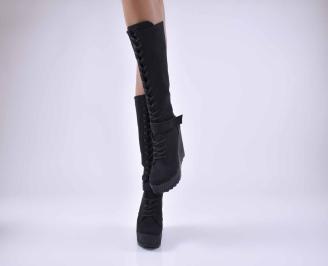 Дамски  ботуши  на платформа черни  EOBUVKIBG