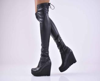 Дамски ботуши на платформа черни EOBUVKIBG