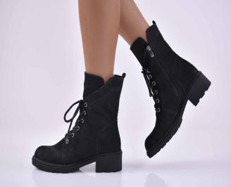 Дамски   боти  естествен набук черни  EOBUVKIBG