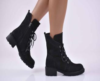 Дамски   боти  естествен набук черни  EOBUVKIBG