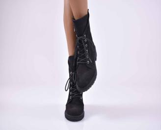 Дамски   боти  естествен набук черни  EOBUVKIBG