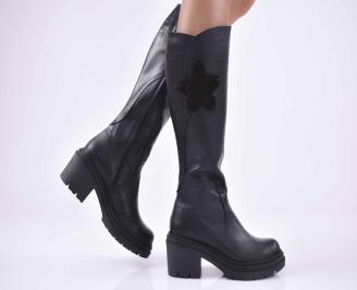 Дамски  ботуши  естествена кожа черни EOBUVKIBG